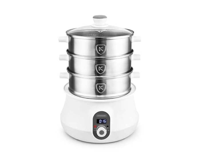 Kitchencook - Cuiseur Vapeur Multi Steam 9-600 W 9 L - 3 Plateaux Inox
