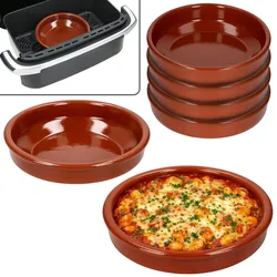 6er Set Airfryer Tonschalen rund Ø20cm 700ml Cazuela Tapas Fingerfood Antipasti