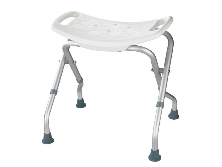 Tabouret bain Secura Assise : plastique Pieds de chaise : aluminium, laqué Pieds : caoutchouc Blanc/Blanc 54 x 48 x 47cm