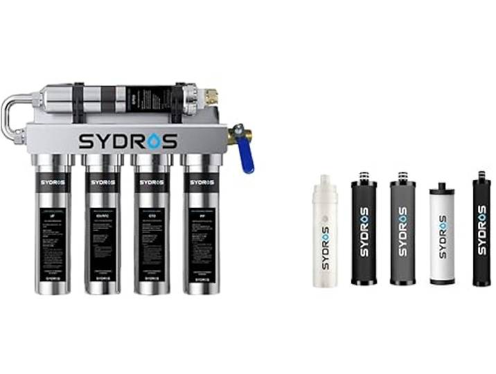 Sydros Optimus 1-Jahr-Bundle - Wasserfilter gegen PFAS, Kalk & Mikroplastik 5-Stufen-Untertischfilter mit UF, Aktivkohle & Ionenaustausch - ca. 4 L/min, bis 30.000 L, für Wasserhärte bis 15 °dH