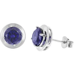 trendor 21326-06 Damen-Ohrringe 925 Silber Ohrstecker Zirkonia Tansanitblau