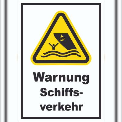 HB-Druck Schild Warnung Schiffsverkehr A1 Rückseite selbstklebend