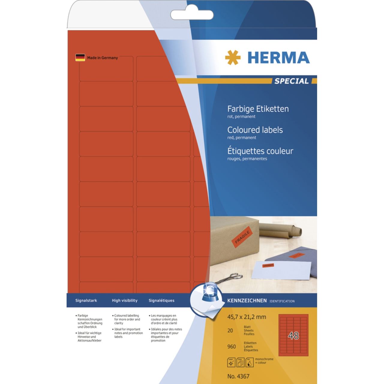 Herma 4367 Universal-Etiketten 4.57x2.12 cm (24 Blatt (960 Etiketten))