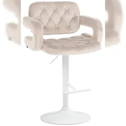 CLP Barhocker Dublin Samt creme/Metall matt weiss