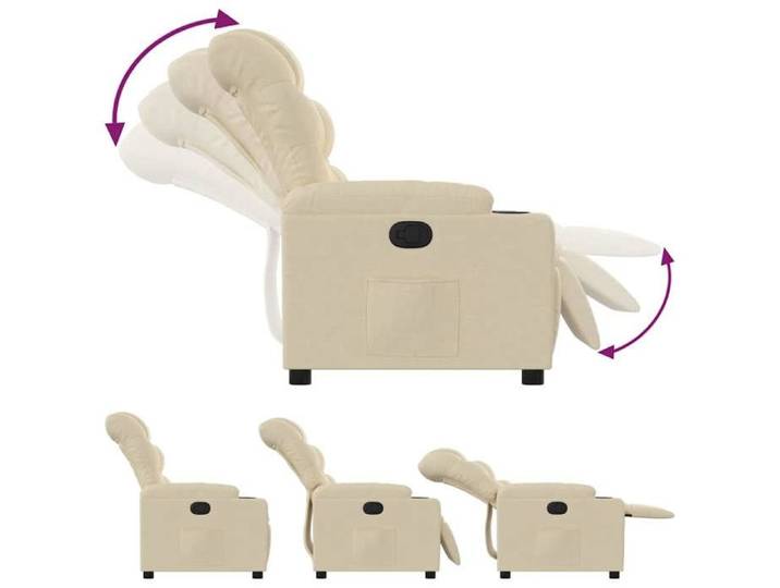 Fauteuil relax - Crème - Fauteuil inclinable - maximale : 110 kg - Crème Tissu 75.5x93x99.5 cm F7555