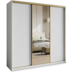 SCHWEBETÜRENSCHRANK TAVI 200/205/60 cm 3-türig mit Spiegel Weiß