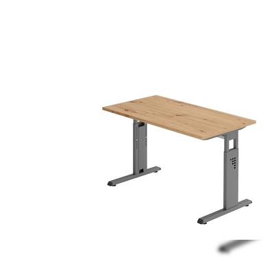 Hammerbacher-Schreibtisch C-Fuß 120x67cm Asteiche/Graphit-VOS612/R/G