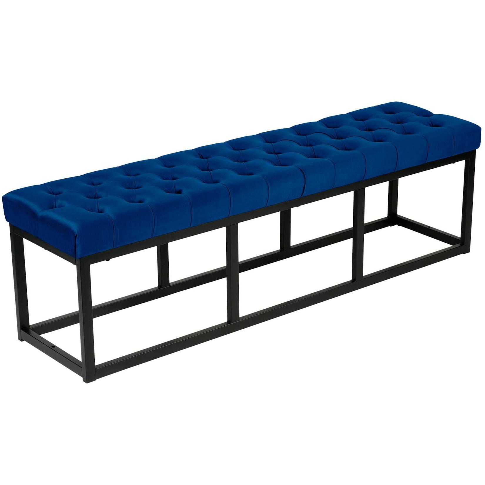 CLP Sitzbank Polson, modern, schwarzes Metallgestell, gestepptes Samt, Bodenschoner, für Wohnzimmer, Flur oder Schlafzimmer
