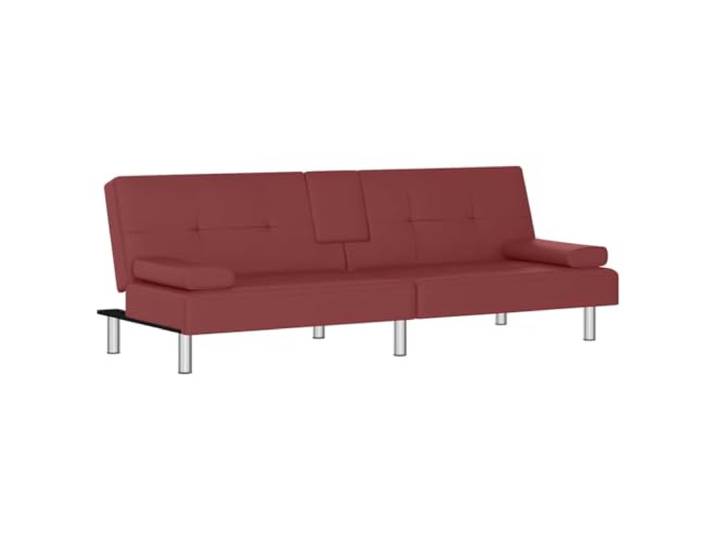 Makastle SchlafSofa Couch mit Getränkehaltern Rot Kunstleder