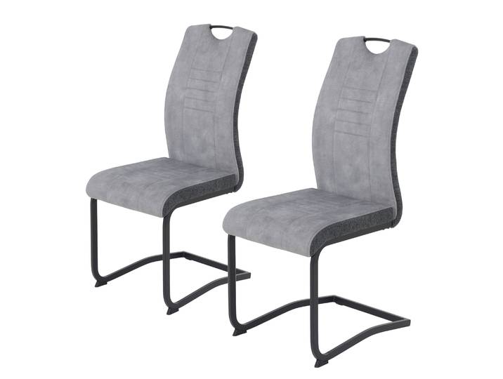 Freischwinger Riga 2er-Set 44 x 100 x 60cm Grau/Hellgrau
