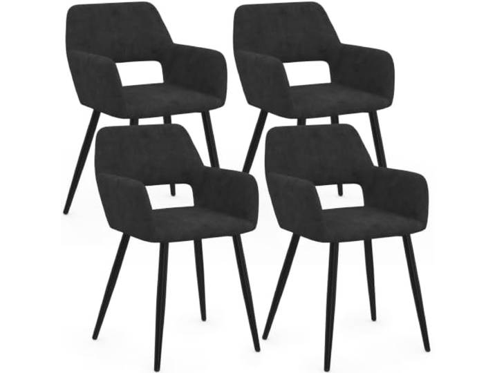 IDMarket - Set aus 4 Esszimmerstühlen, Tischsesseln HOLY in schwarzem Samt