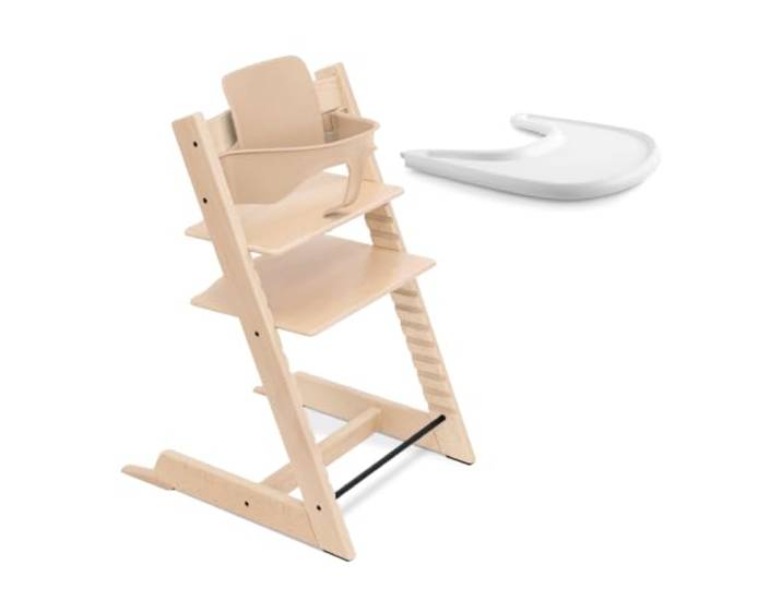 Stokke Tripp Trapp Hochstuhl Buchenholz Natur + Tray Weiß