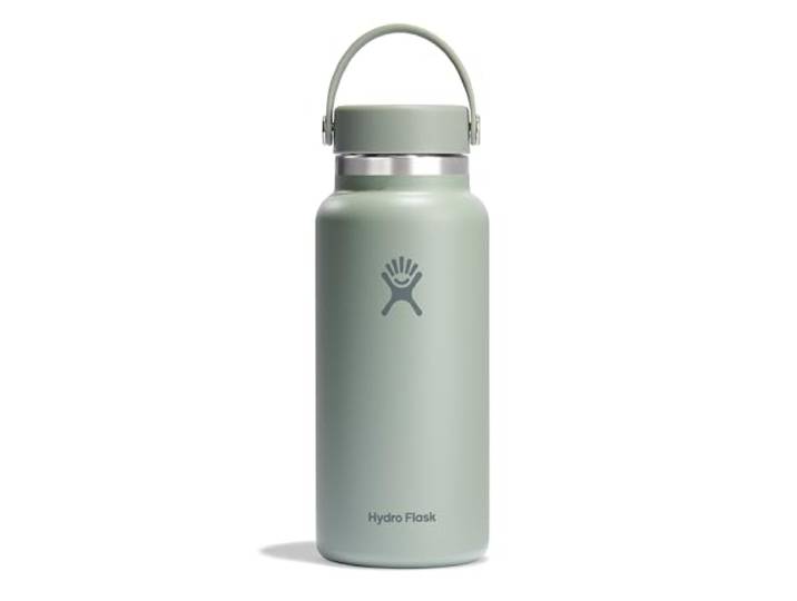 HYDRO FLASK - Wide Mouth Trinkflasche 946ml (32 oz) - Isolierte Wasserflasche aus Edelstahl - Sportflasche mit auslaufsicherem Flex Cap-Deckel & Gurt - Thermoflasche Spülmaschinenfest - Agave