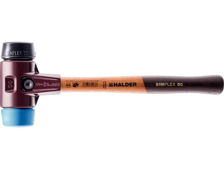 Maillet HALDER SIMPLEX TPE souple / caoutchouc chargé avec boîtier en fonte malléable et manche en bois - D=80 mm - 3012.080