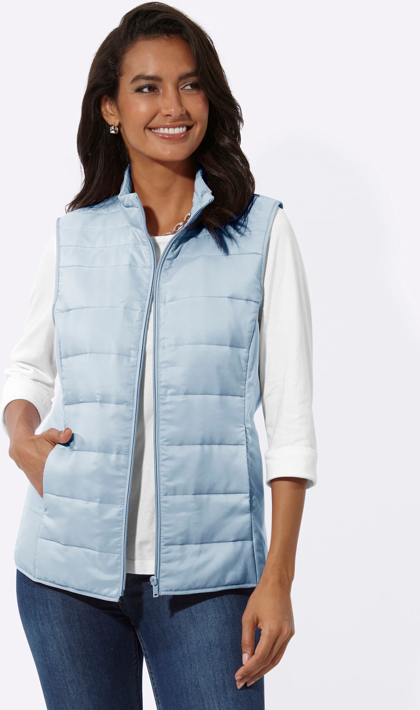 Steppweste WITT "Steppweste Steppweste mit leichter Wattierung", Damen, Gr. 48, blau (bleu), Web, Stoff, , Sportlich, gerade, Westen Steppweste