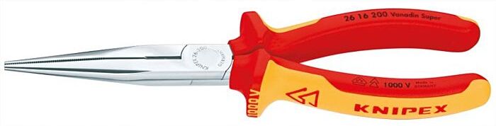KNIPEX Flachrundzange mit Schneide 2616200, 200mm  Mehrkomponenten-Griffen 200mm KNIPEX