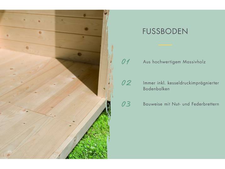 Gerätehaus-Fußboden KARIBU passend für Argonium 2 + Titanium 2 , braun (naturbelassen), B:285cm H:1,6cm T:288cm, Massivholz, Gartenhaus-Fußböden, Gerätehaus-Fußboden, aus nordischer Fichte