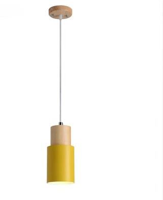 HomeDecorAndMore LLC Designer Nordic Wooden Base Hanging Light Yellow