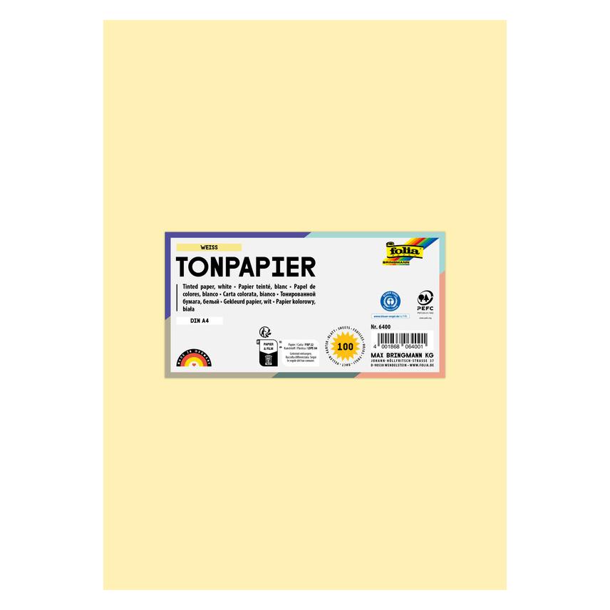 Folia Tonpapier, DIN A4, 130 g/qm, strohgelb (130 g/m², 100x) (6411)