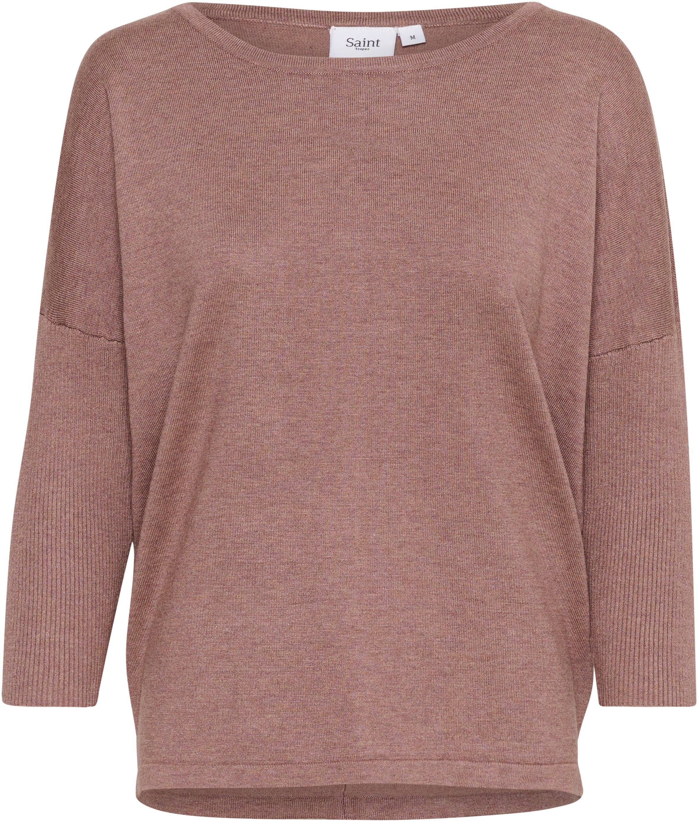 Rundhalspullover SAINT TROPEZ "A2561, MilaSZ R-Neck", Damen, Gr. L, braun (antler melange), Strick, Obermaterial: 80% Viskose, 20% Polyacryl, meliert, bequem normal, Rundhals, Pullover Rundhalspullover, Viskosemischung, Casual fit antler melange L