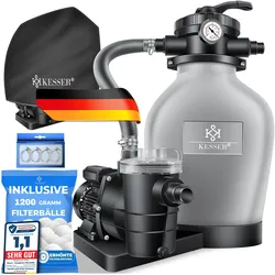 Kesser, Pool Filter + Pool Pumpe, Sandfilteranlage Sandfilter Poolfilter 600 W 13200 l/h 7-Wege-Ventil Filterbälle