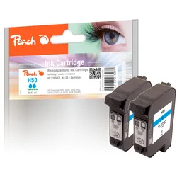 Peach Doppelpack Druckköpfe cyan kompatibel zu HP No. 50 c*2, 51650CE*2