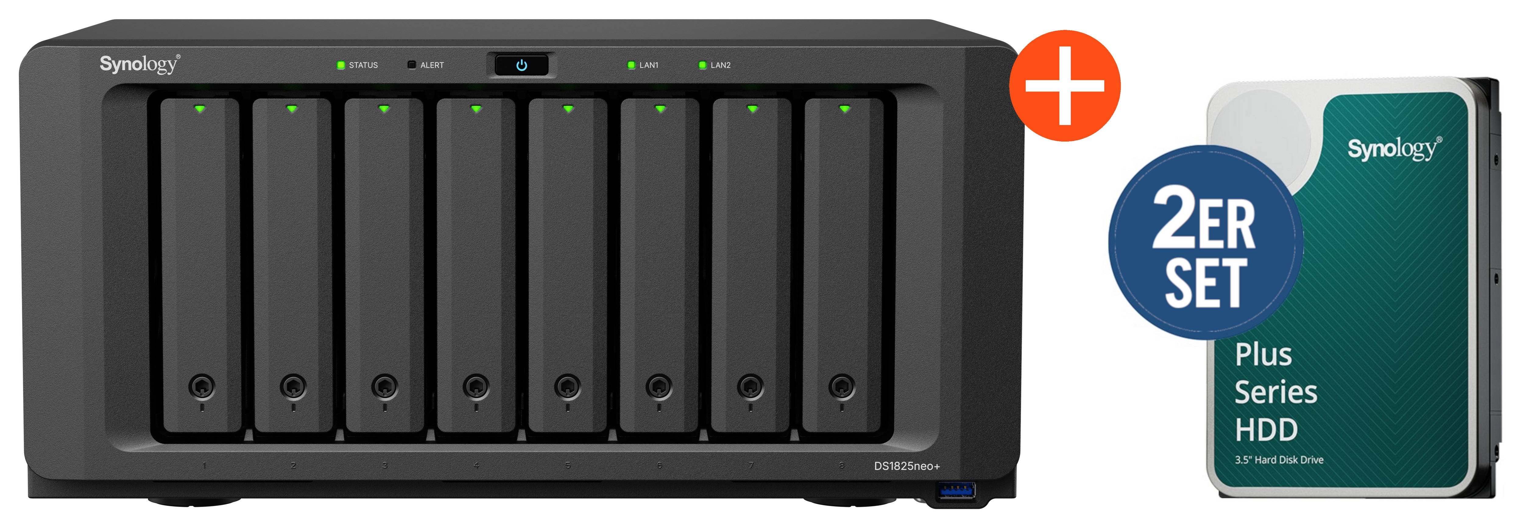 Synology Diskstation DS1825neo+ NAS System 8-Bay 8 TB inkl. 2x 4 TB Synology HDD HAT3300-4T