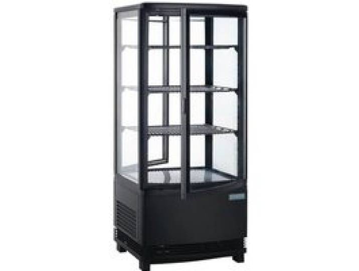 Mini Vitrine Réfrigérée 4 Faces Vitrées à poser Noire - 86 L - Polar