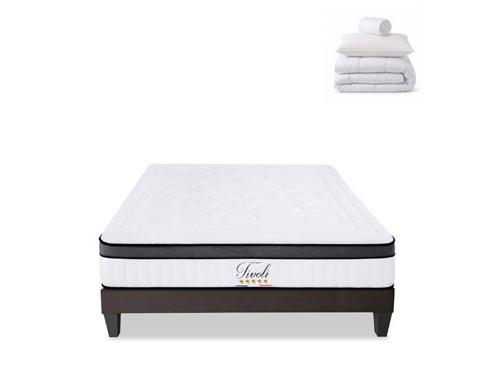 Pack Tivoli 180x200 cm Matelas Mousse + Sommier Bois + Accessoires
