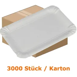 Einwegteller, Pappteller eckig 10,5 x 16,5 cm Karton 3000 Stück / Karton, Servierteller unbeschichtet
