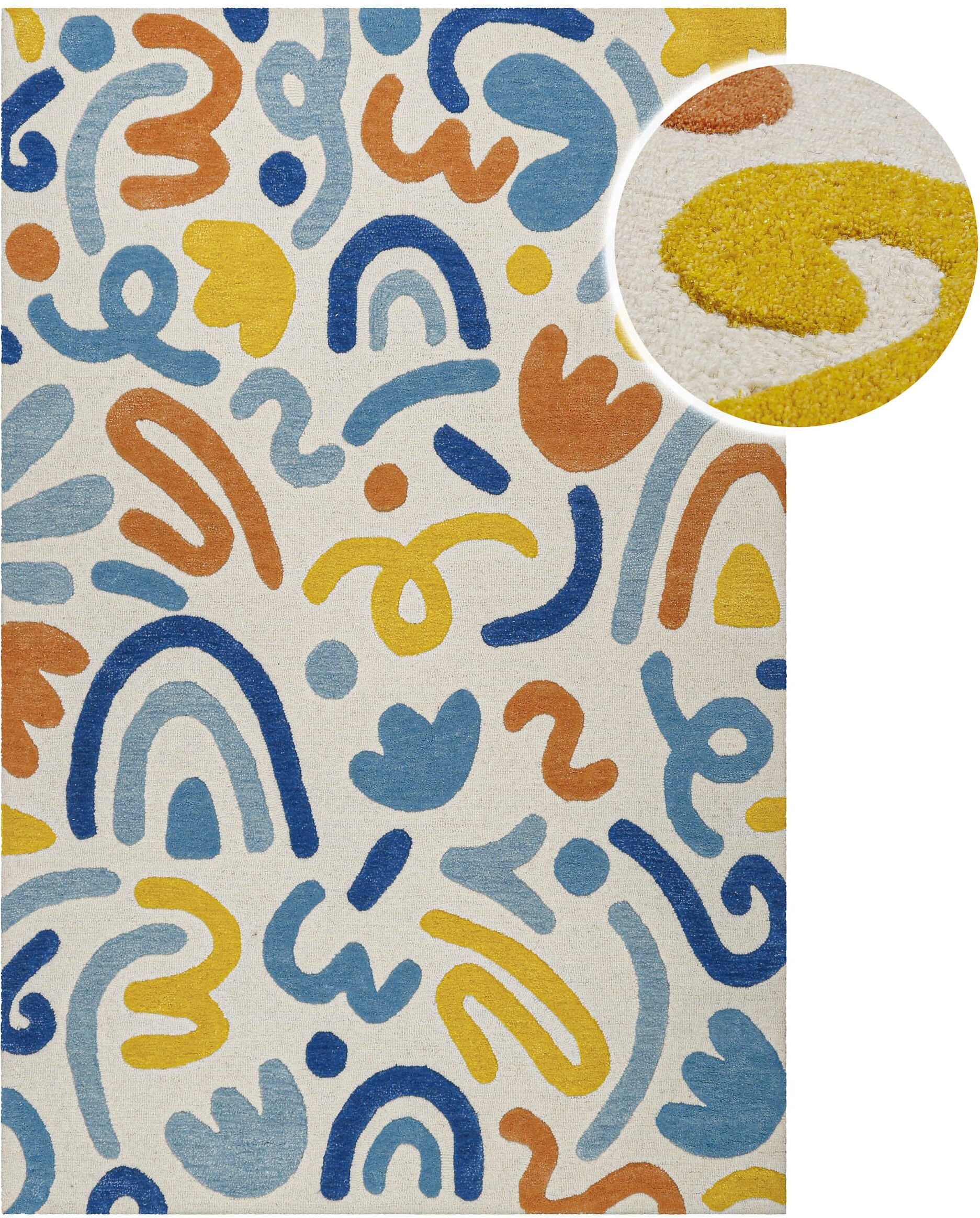 Kinderteppich SMART KIDS "Scribble", bunt (multi), B:110cm H:16mm L:170cm, Schurwolle, Teppiche, Kinderteppich, Kinderteppich, Hoch-Tief-Effekt, Schurwolle, handgetuftet, Spielzimmer multi B : 110cm 1 Stk., 16mm, L: 170cm