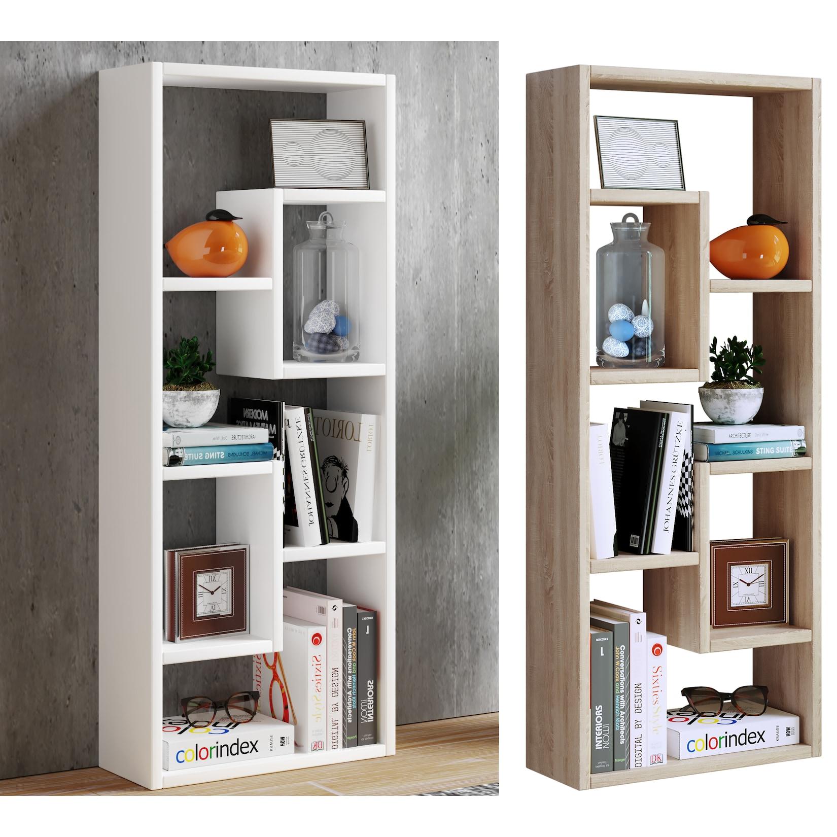 VCM Holz Aufbewahrung Bücherregal Maße H. 92 x B. 36 x T. 15 cm Medienregal schicker Blickfang Raumteiler Standregal - Vilo