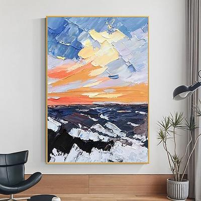 Mintura, handgefertigte Ölgemälde mit Meeresblick auf Leinwand, moderne abstrakte Wanddekoration für Zuhause, gerollt, rahmenlos, ungespannt