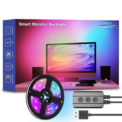 Hintergrundbeleuchtungsstreifen für intelligenten Monitor, RGB-adressierbarer LED-Lichtstreifen in Traumfarben, synchronisiert mit der Bildschirmanzeige für Computer und Fernseher, farbenfrohe