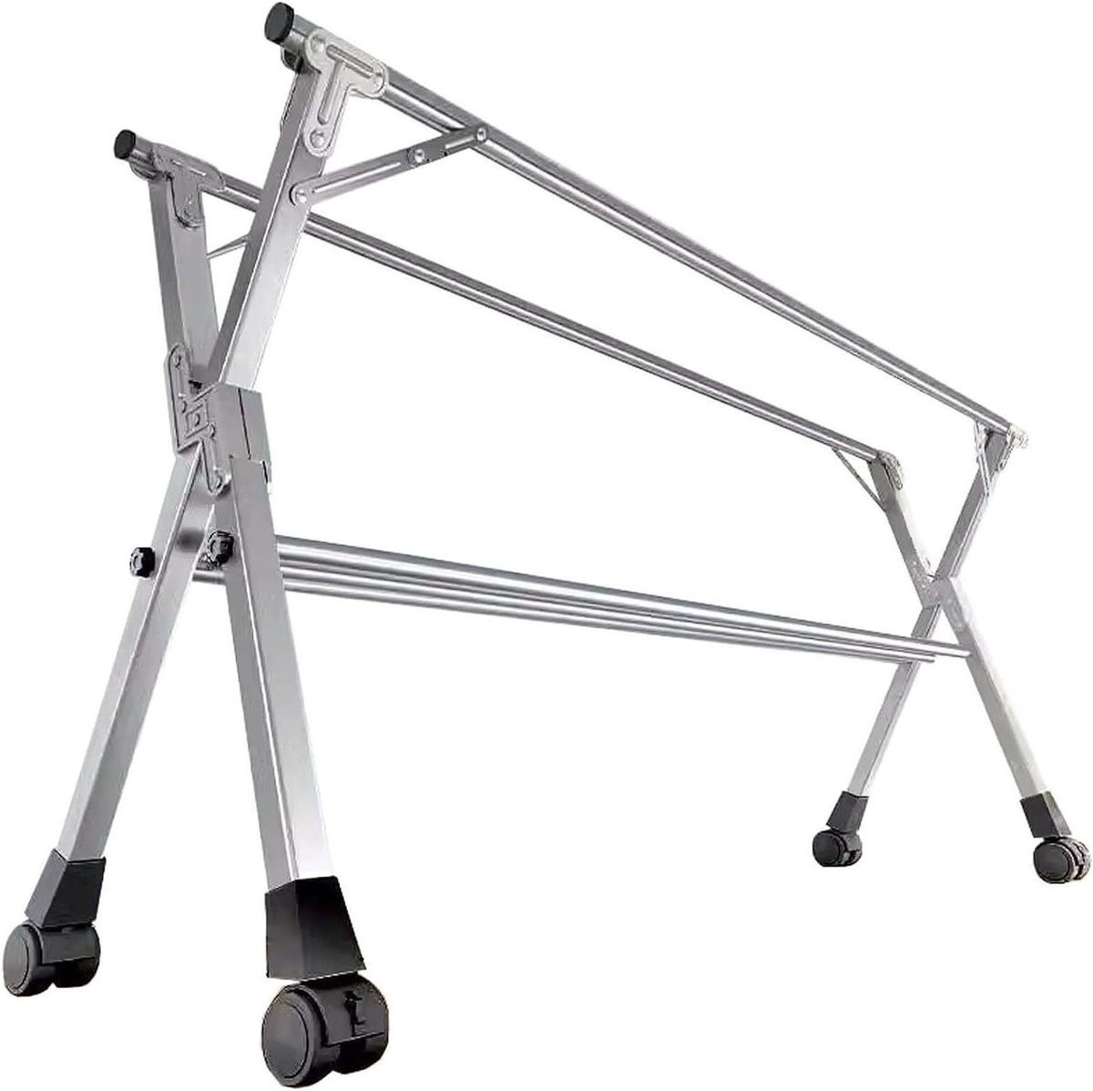 Uitschuibaar kledingrek en wasrek in zilver, 160 cm
