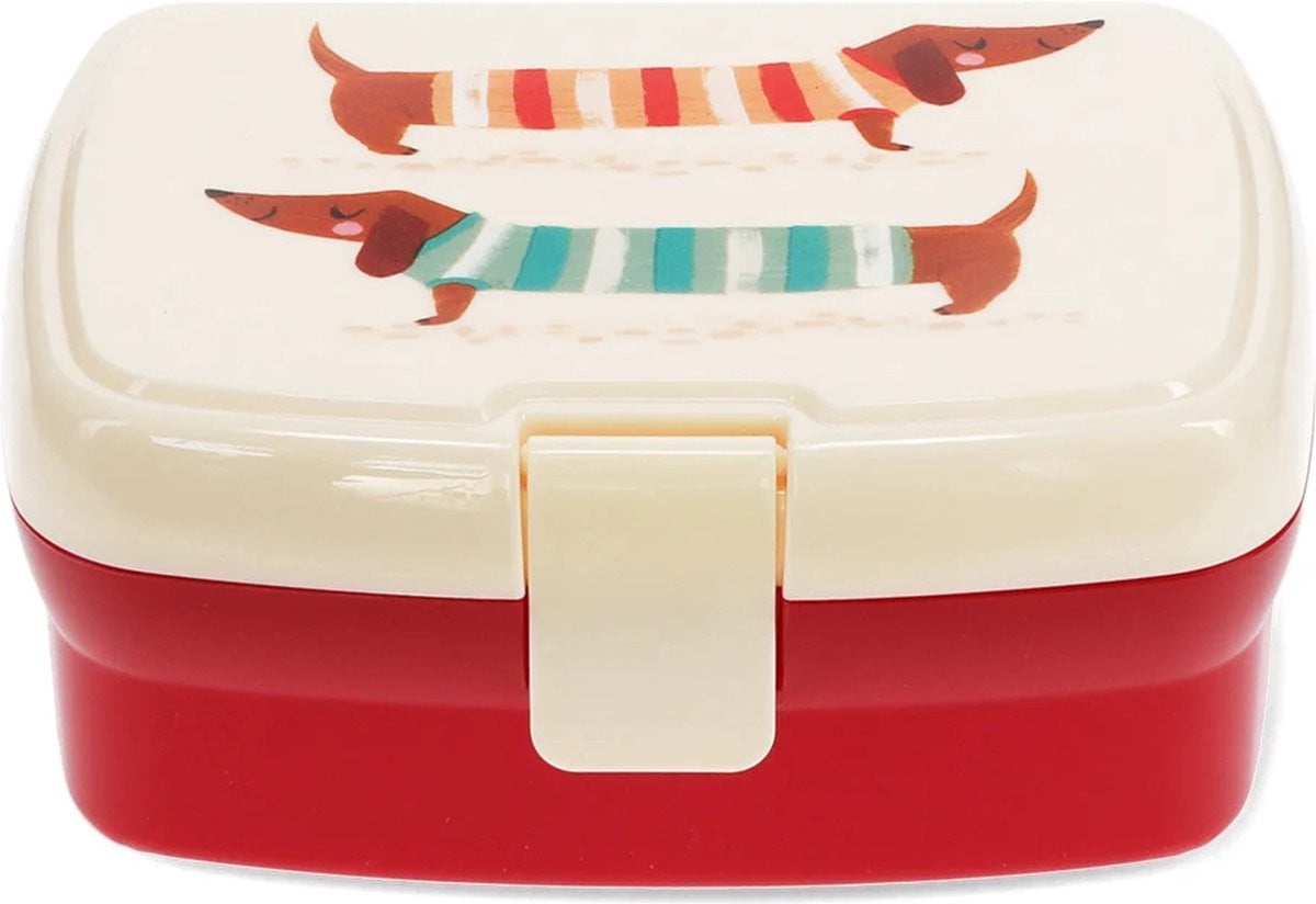 Rex London Lunchbox met uitneembaar vak en Sausage Dog Teckel-motief