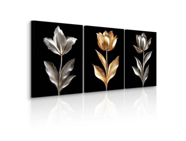 LEINWANDBILDER 3-es Set Abstrakt Blumen