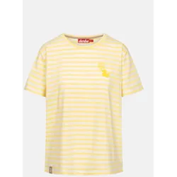 Derbe T-Shirt What The Duck Damen Gelb Streifenshirt GOTS Organic