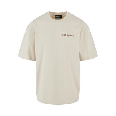 T-Shirt DROPSIZE "Dropsize Herren Heavy Oversize Crime T-Shirt", Herren, Gr. M, beige (coconutmilk), 100% Baumwolle, bedruckt, oversize, Rundhals, Shirts T-Shirt