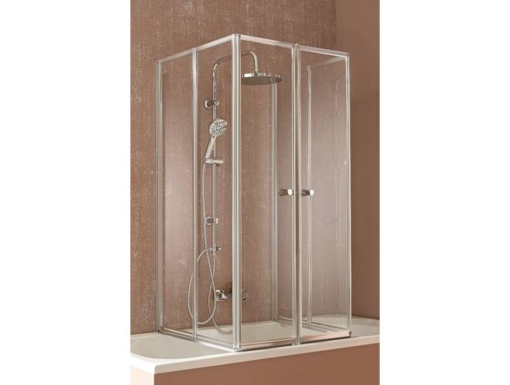 Badewannenaufsatz WELLTIME Summer , grau (chromfarben), B:104cm H:140cm, Duschwände, Badewannenaufsatz, Badewannenfaltwand, Glaswand bestehend aus 6 Elementen