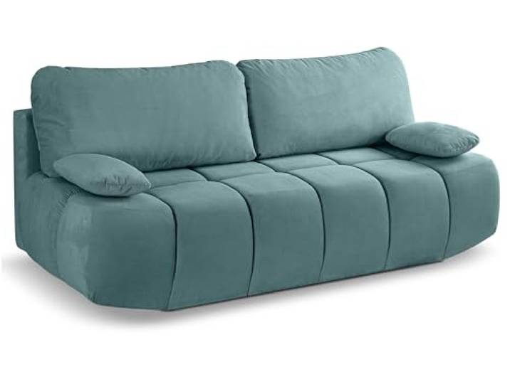xonox.home Schlafsofa 2 Sitzer Lauder Schlafcouch Bettsofa Klappsofa Couch Cord Mint-blau B/H/T: 207x93x105cm
