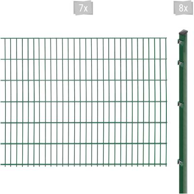 Doppelstabmattenzaun ARVOTEC "EXCLUSIVE 123 zum Einbetonieren", grün (dunkelgrün), H:123cm, Kunststoff, Stahl, Zaunelemente, Zaunhöhe 123 cm, Zaunlänge 2 - 60 m