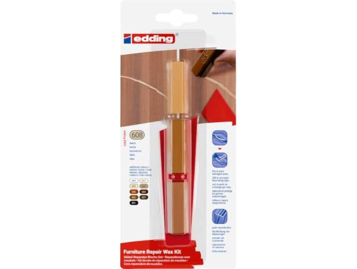 edding 8901 reparatieset voor meubels - beukenhout - voor het opvullen en repareren van krassen en gaten bij meubels en op andere houten oppervlakken