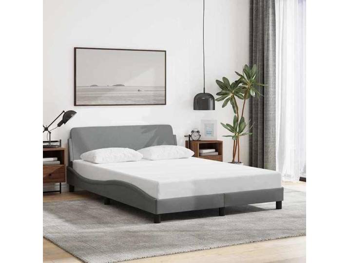 Gris Cadre de Lit pour 140x190cm Lit Double Dover gris clair 140x190cm tissu CL2381155
