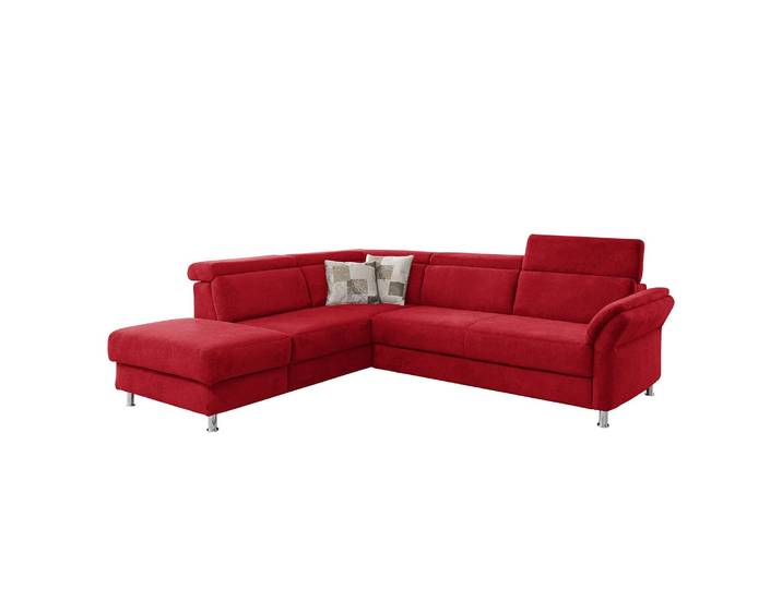 Ecksofa Calang Webstoff Rot/Rot Webstoff 267 x 97 x 228cm Ottomane davorstehend links Keine Funktion Modern