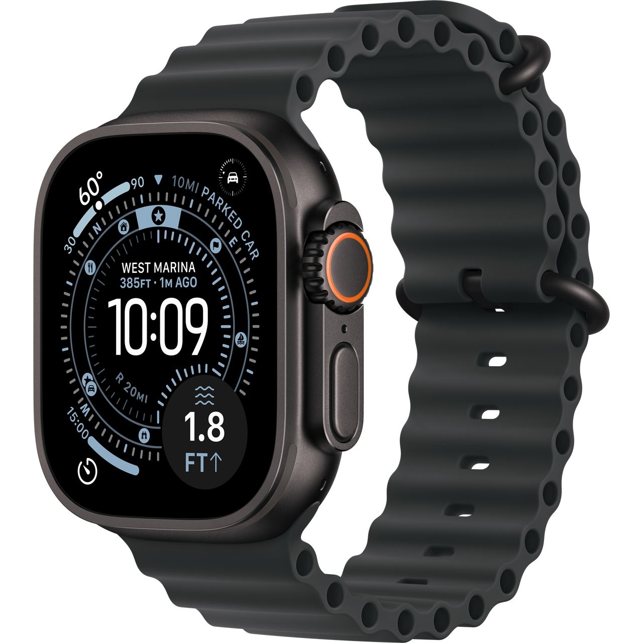 Apple Watch Ultra 3 Titanium Cellular 49mm Schwarz (Ocean Armband schwarz)