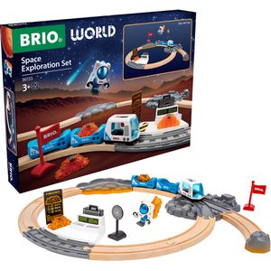 BRIO Spielzeugeisenbahn World 36153 Weltraumforschungs-Set, aus Holz, mit Forschungsstation & Astronaut, 23 Teile