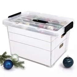 Relaxdays Weihnachtskugel Aufbewahrungsbox Schwarz,Transparent