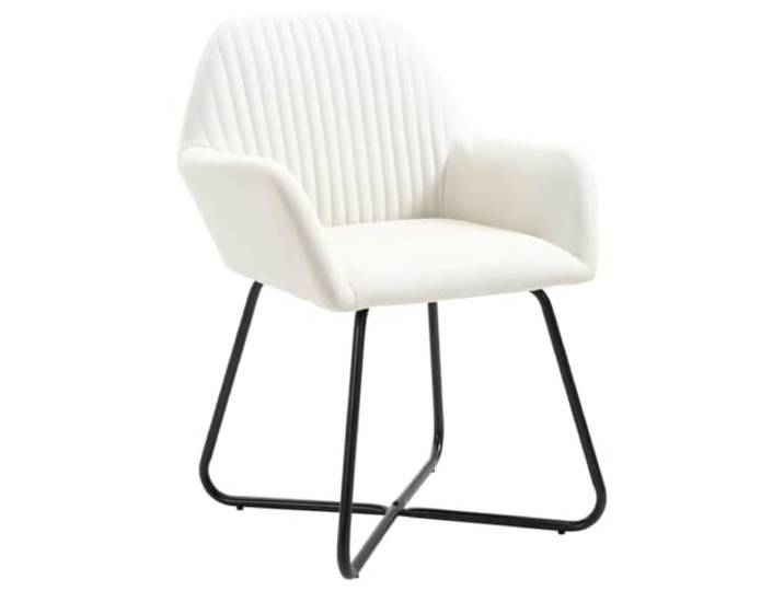 KLGBNCVE Esszimmerstühle 2 STK. Creme Stoff Stoff in Creme, pulverbeschichtete Stahlbeine, Armlehnen, Rückenlehne, max. 110 kg pro Sitzplatz