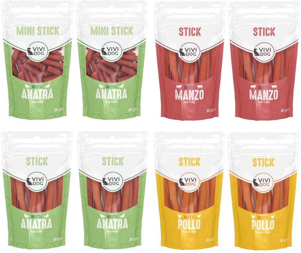Set Prova Multigusto 8x80G ViVi Dog Snack Stick MIX MULTIGUSTO